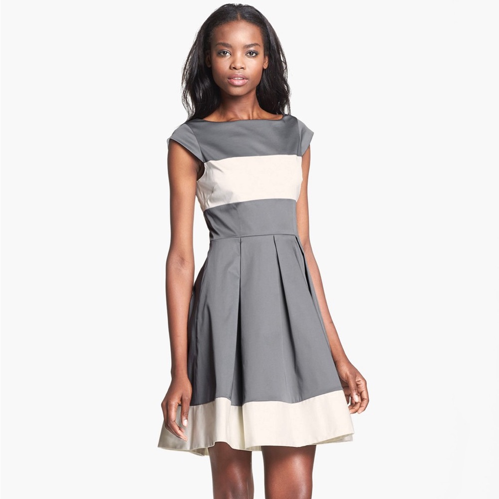 kate spade ‘adette’ dress Gray and Cream stripes, size 2